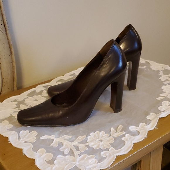 Nathalie M Chocolate Brown Pumps, Square Toe - Picture 5 of 7